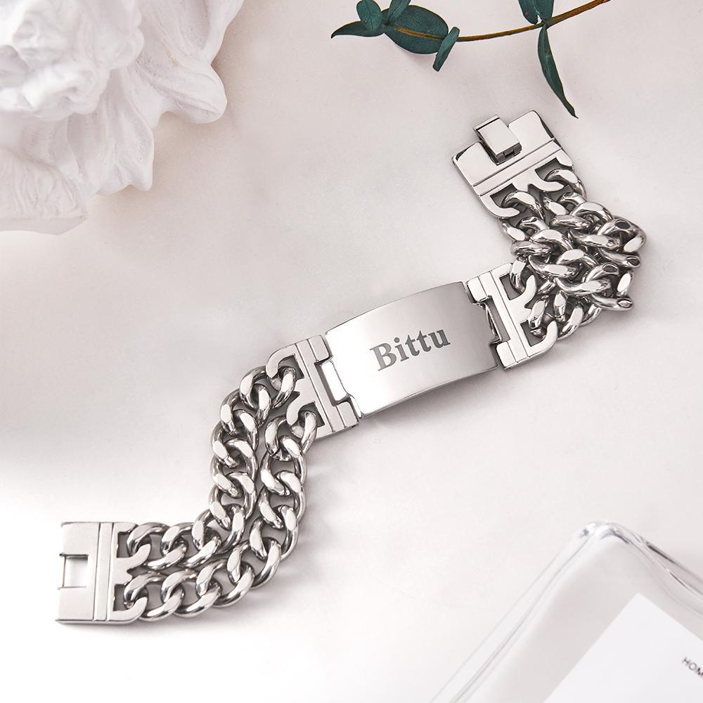 Personalized Name Wide Bracelet Engraved Fashion Bracelet Gifts For Him - NameNecklace
