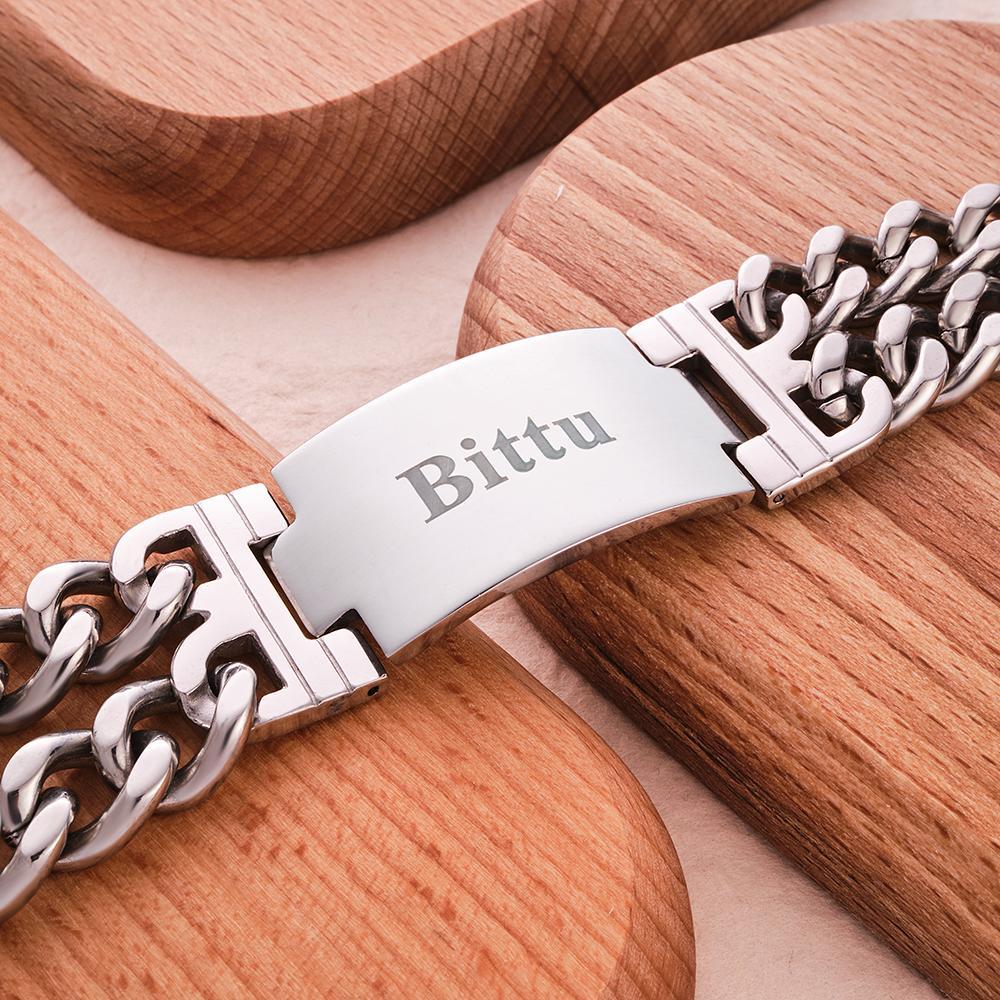 Personalized Name Wide Bracelet Engraved Fashion Bracelet Gifts For Him - NameNecklace