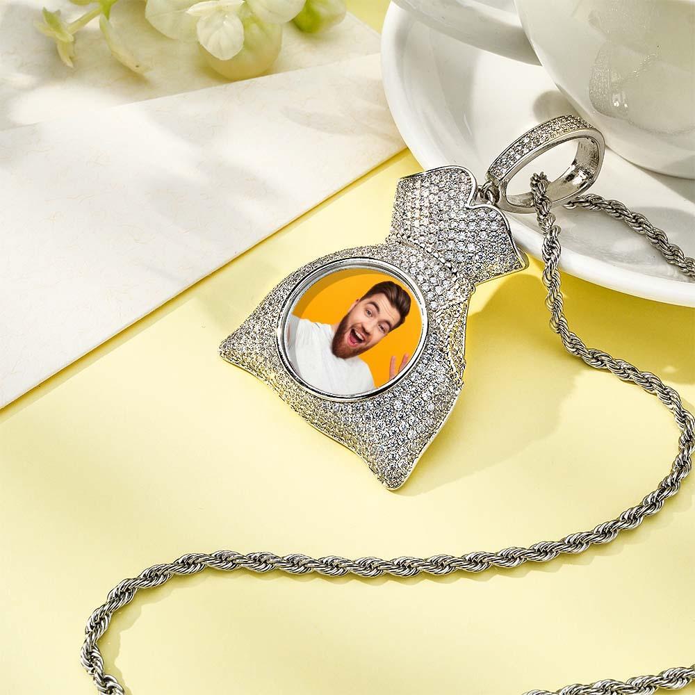 Custom Photo Hip Hop Necklace Personalized Engraved Zircon Money Bag Pendant Necklace For Men - NameNecklace