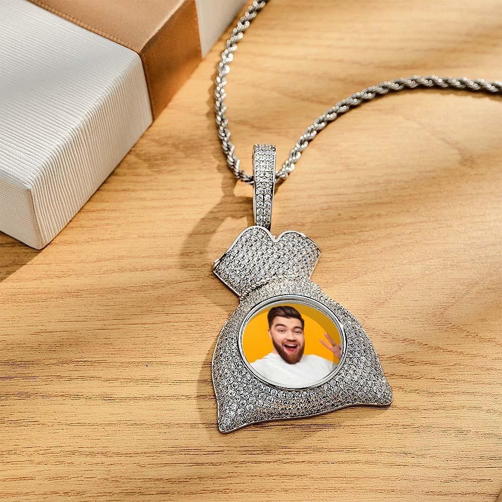 Custom Photo Hip Hop Necklace Personalized Engraved Zircon Money Bag Pendant Necklace For Men - NameNecklace