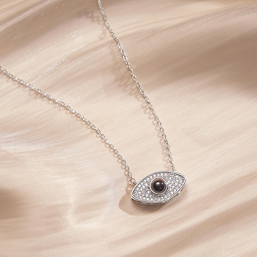 Evil Eye Projection Necklace Custom Photo Necklace - NameNecklace