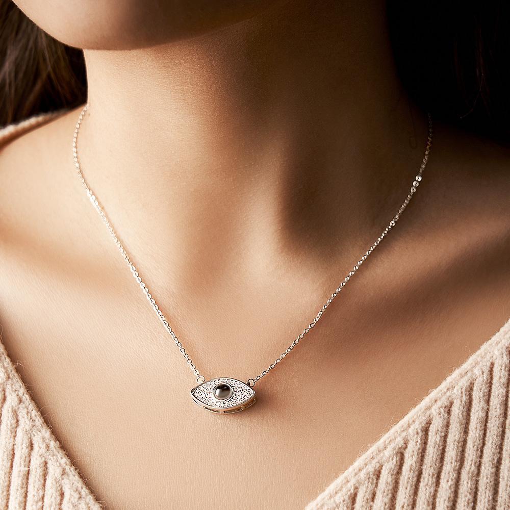 Evil Eye Projection Necklace Custom Photo Necklace - NameNecklace