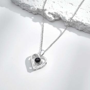 Custom Name Projection Necklace Heart Gift for Her - NameNecklace