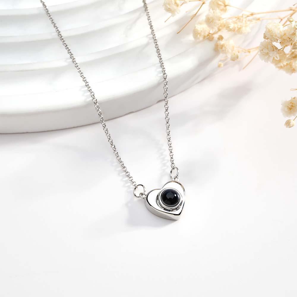 Custom Photo Neckalce I LOVE YOU Projection Heart Gift for Her - NameNecklace