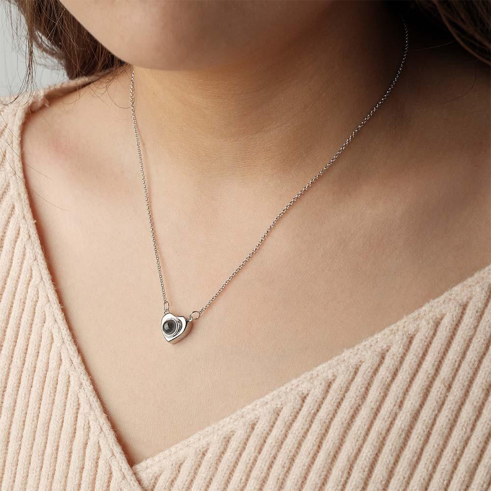 Custom Photo Neckalce I LOVE YOU Projection Heart Gift for Her - NameNecklace