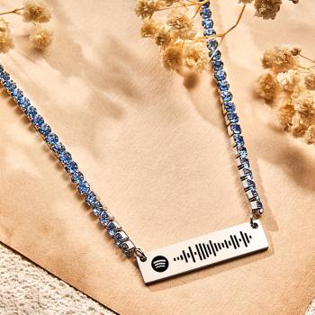 Scannable Spotify Code Bar Necklace Tennis Chain Fashion Gift - NameNecklace