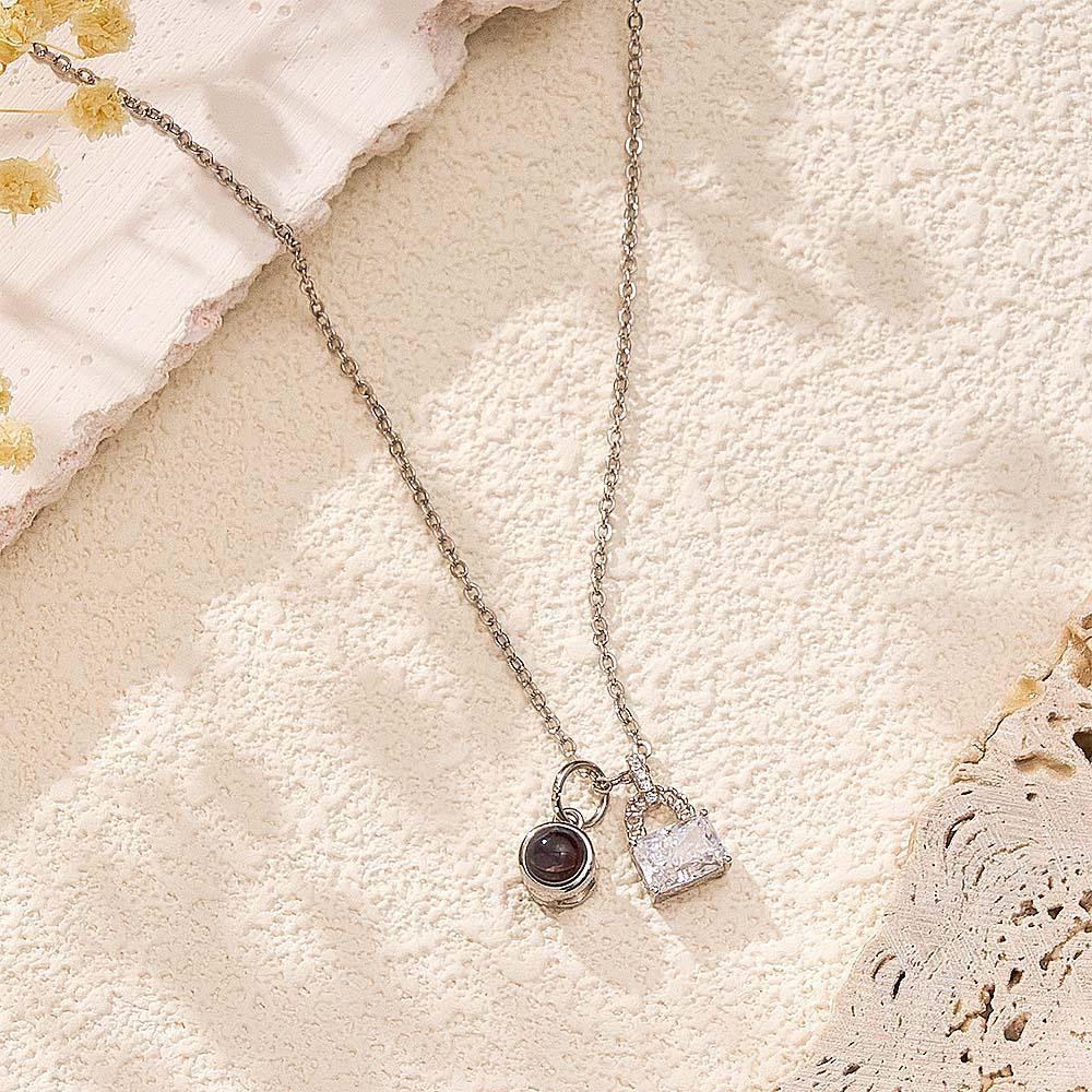 Custom Projection Necklace Crystal Lock Romantic Gift - NameNecklace