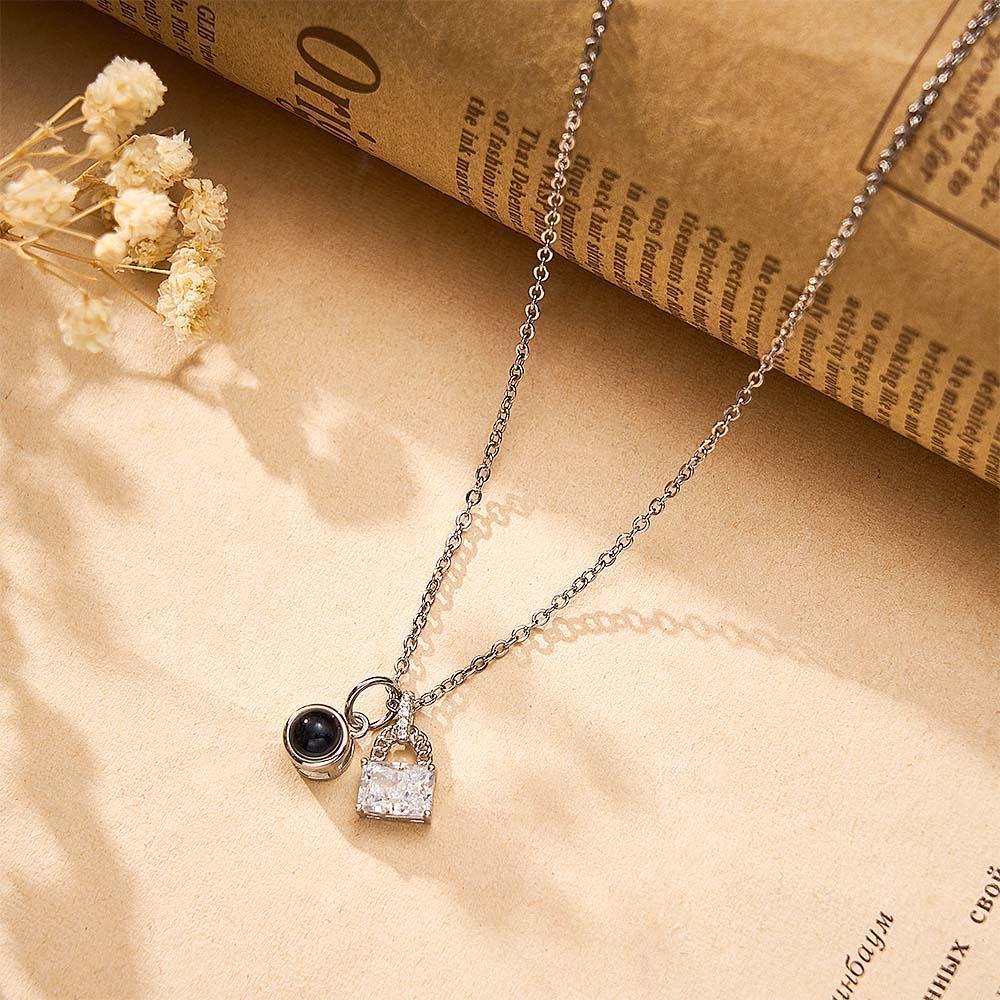 Custom Projection Necklace Crystal Lock Romantic Gift - NameNecklace