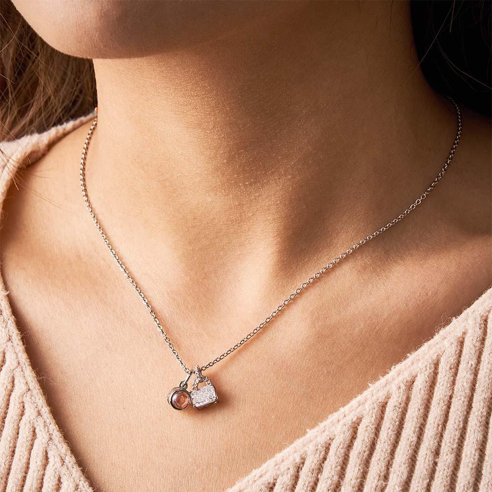 Custom Projection Necklace Crystal Lock Romantic Gift - NameNecklace