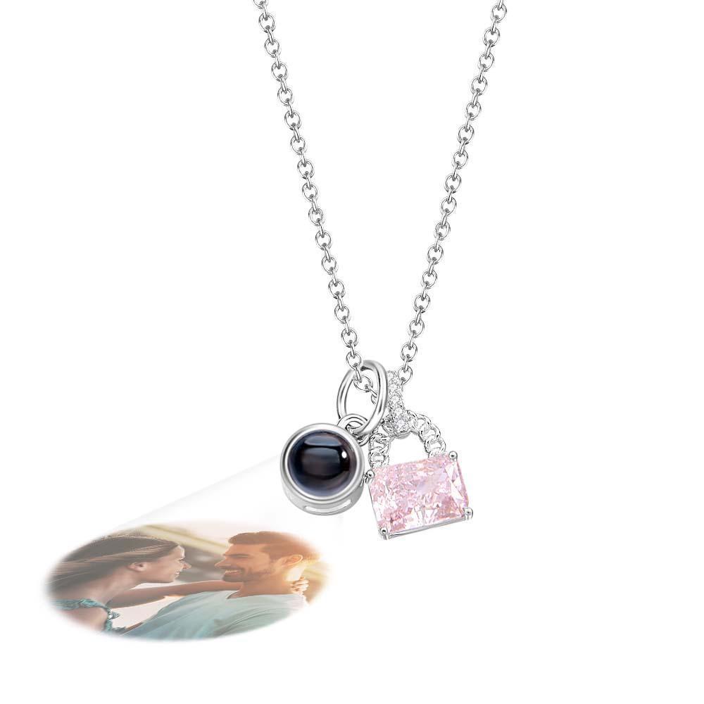 Custom Projection Necklace Crystal Lock Romantic Gift - NameNecklace
