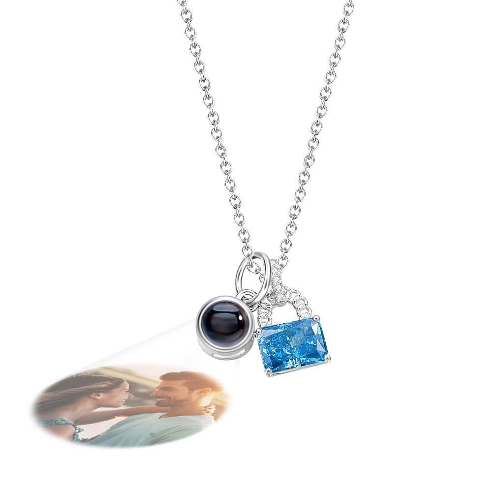 Custom Projection Necklace Crystal Lock Romantic Gift - NameNecklace