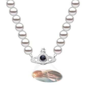 Custom Projection Necklace Planet Pearl Chain Fashion Gift - NameNecklace