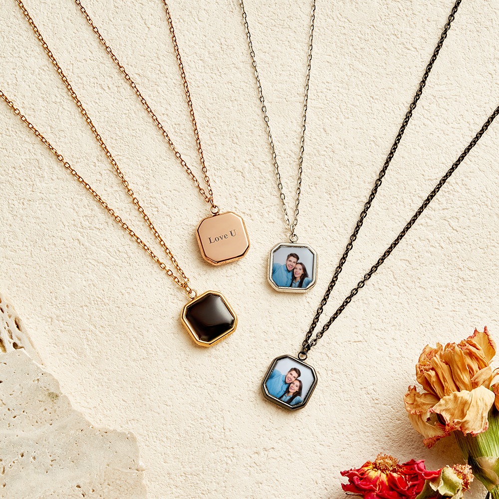 Fun Gifts Custom Photo Hidden Heart Magic Necklace Personalized Cold Concealed Photo Necklace Heat Reveal Picture Necklace Suprise Gifts