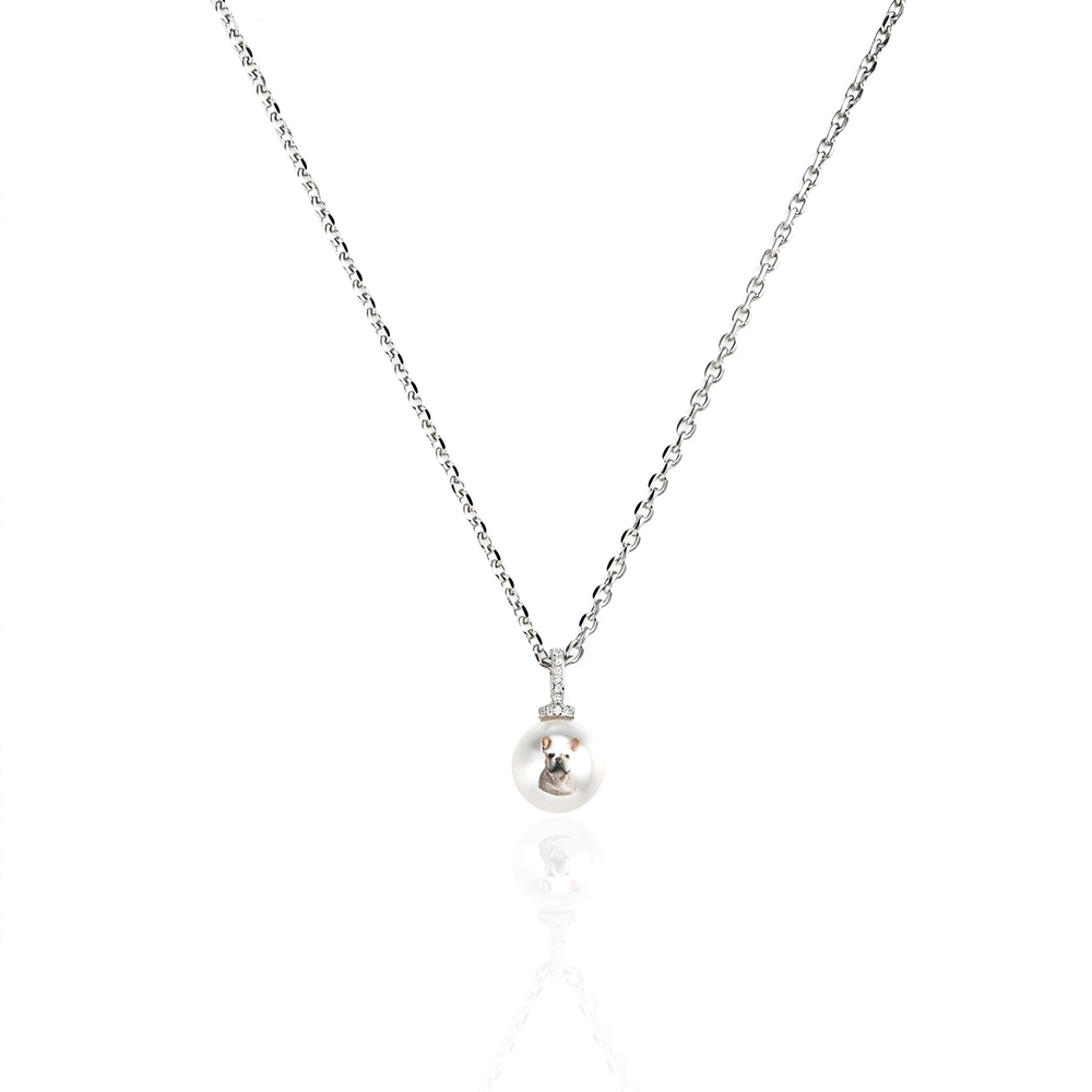 Custom Photo Pearl Necklace Personalized Portrait Pearl Chain Can Be Adjustable Pendant Necklace Natural Pearl Jewelry Gift - namenecklace