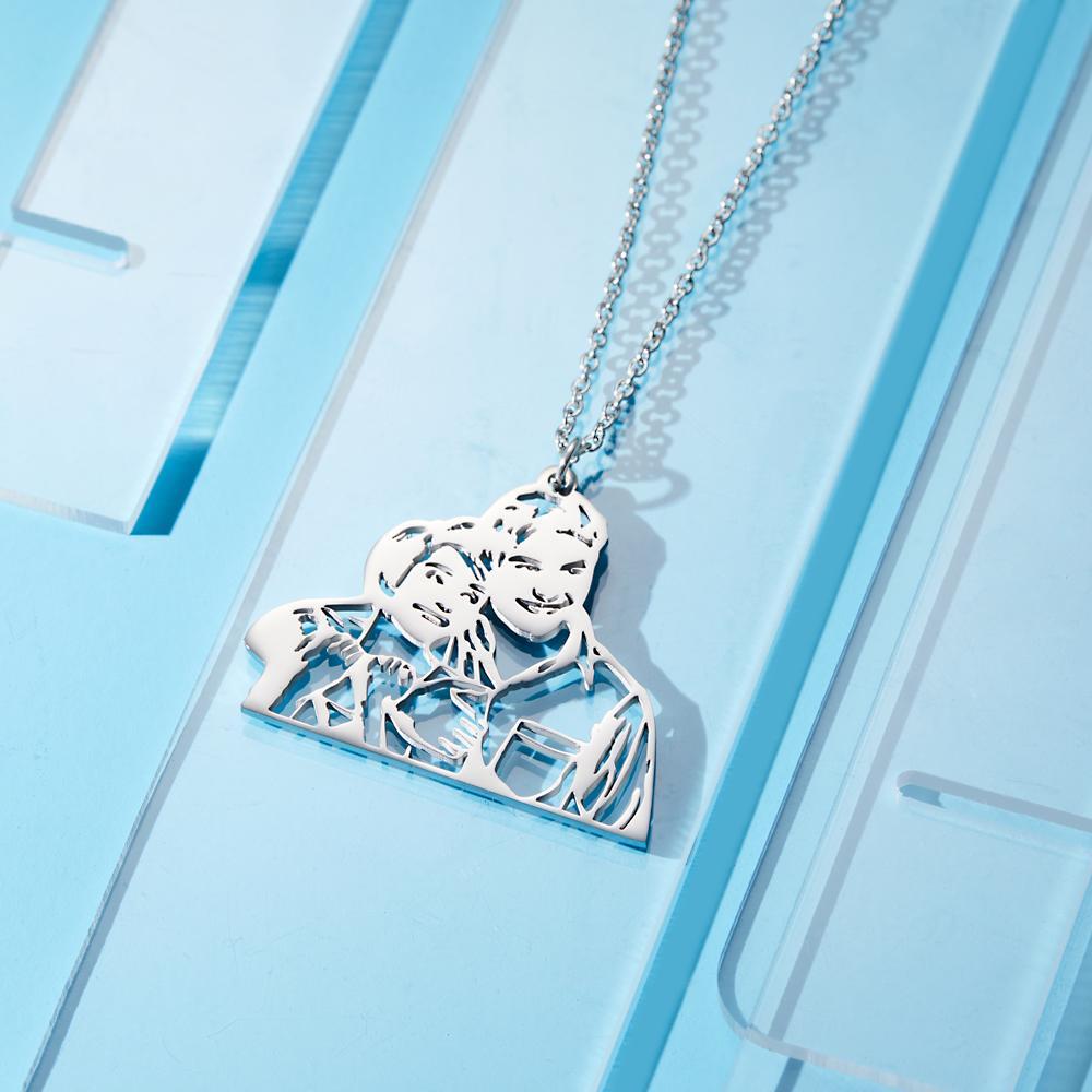 Custom Photo Necklace Three-dimensional Hollow Out Unique Gifts - NameNecklace