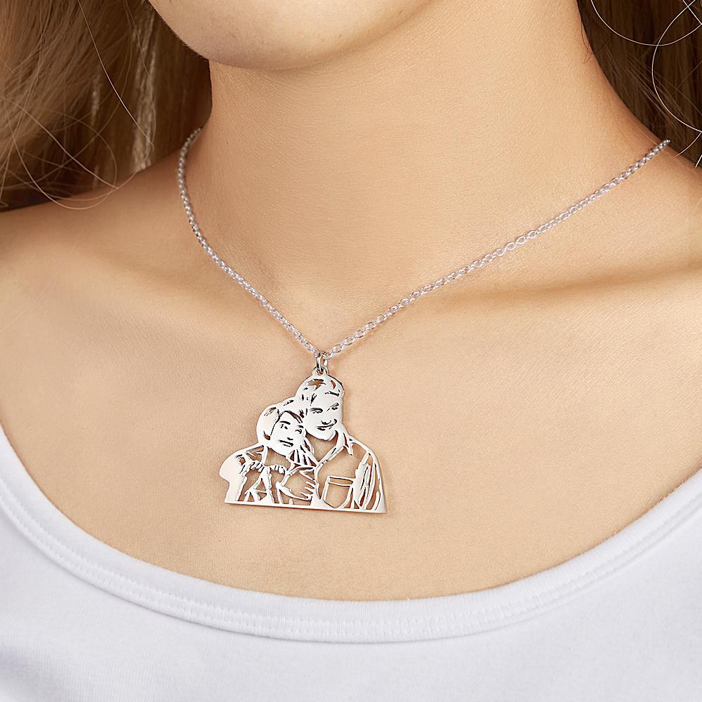 Custom Photo Necklace Three-dimensional Hollow Out Unique Gifts - NameNecklace
