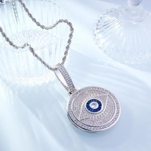 Custom Photo Necklace Evil Eye Pendant Hip Hop Gifts - NameNecklace