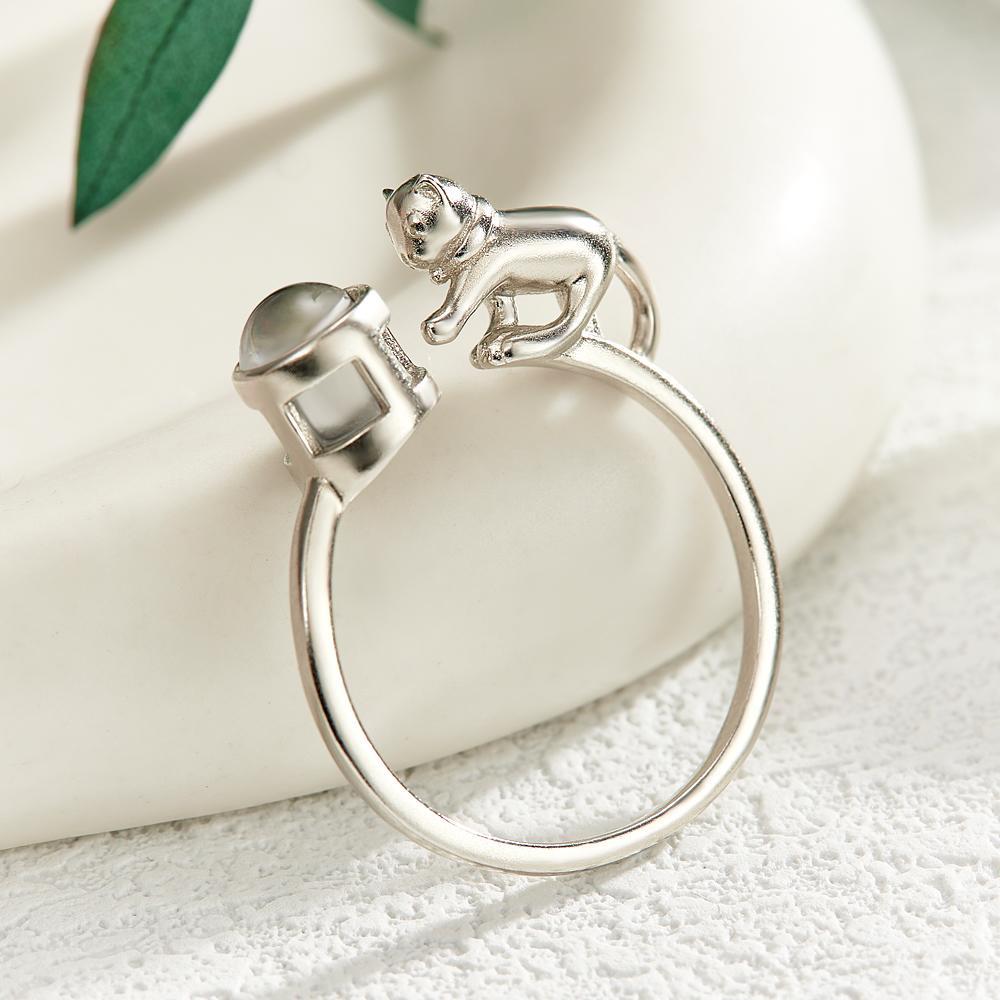 Custom Cat Photo Projection Ring Funny Pet Gift - NameNecklace