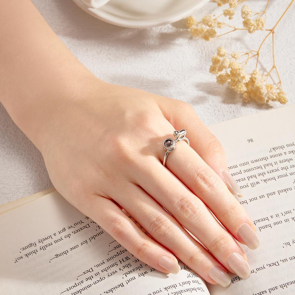 Custom Cat Photo Projection Ring Funny Pet Gift - NameNecklace