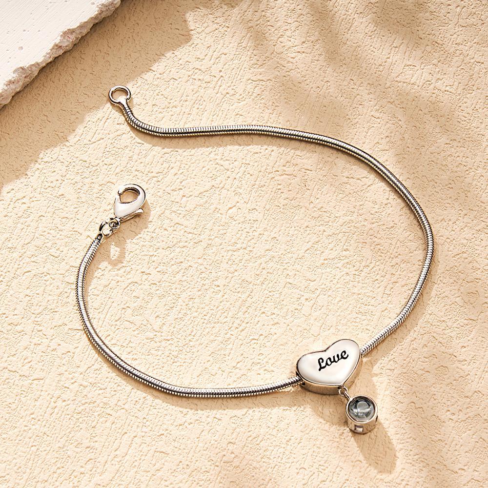 Custom Projection Bracelet Engraved Heart Gift for Her - NameNecklace