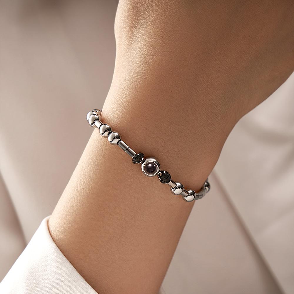 Personalized Photo Projection Adjustable Bracelet Simple Bead Bracelet Gifts For Her - NameNecklace