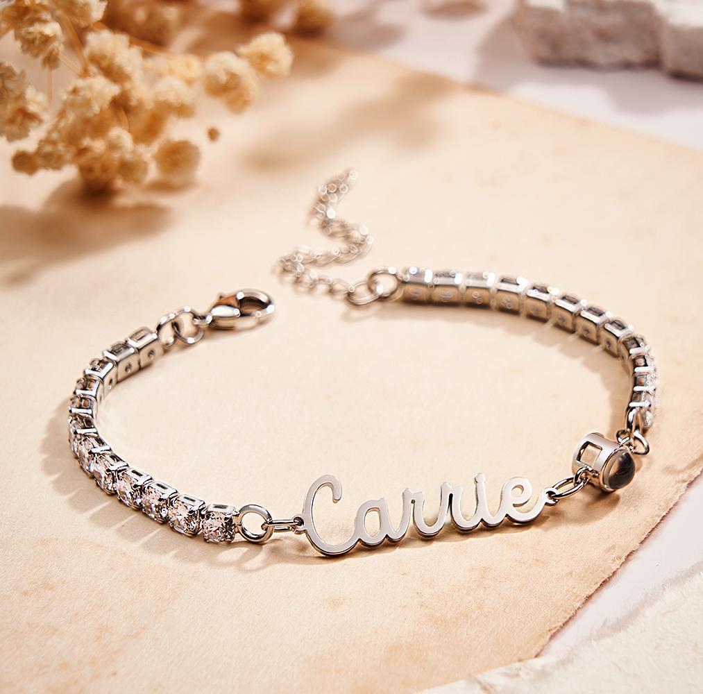 Custom Name Tennis Bracelets Projection Unique Gifts for Girl - NameNecklace