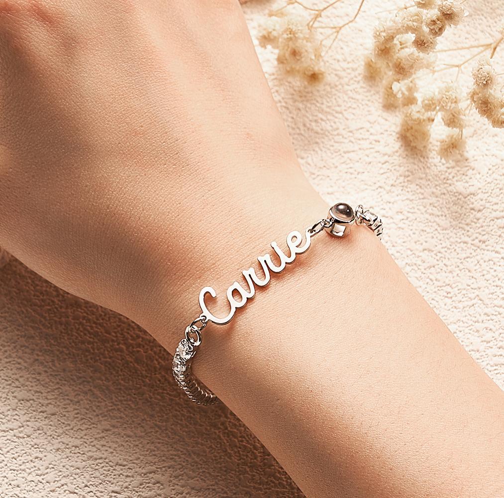 Custom Name Tennis Bracelets Projection Unique Gifts for Girl - NameNecklace
