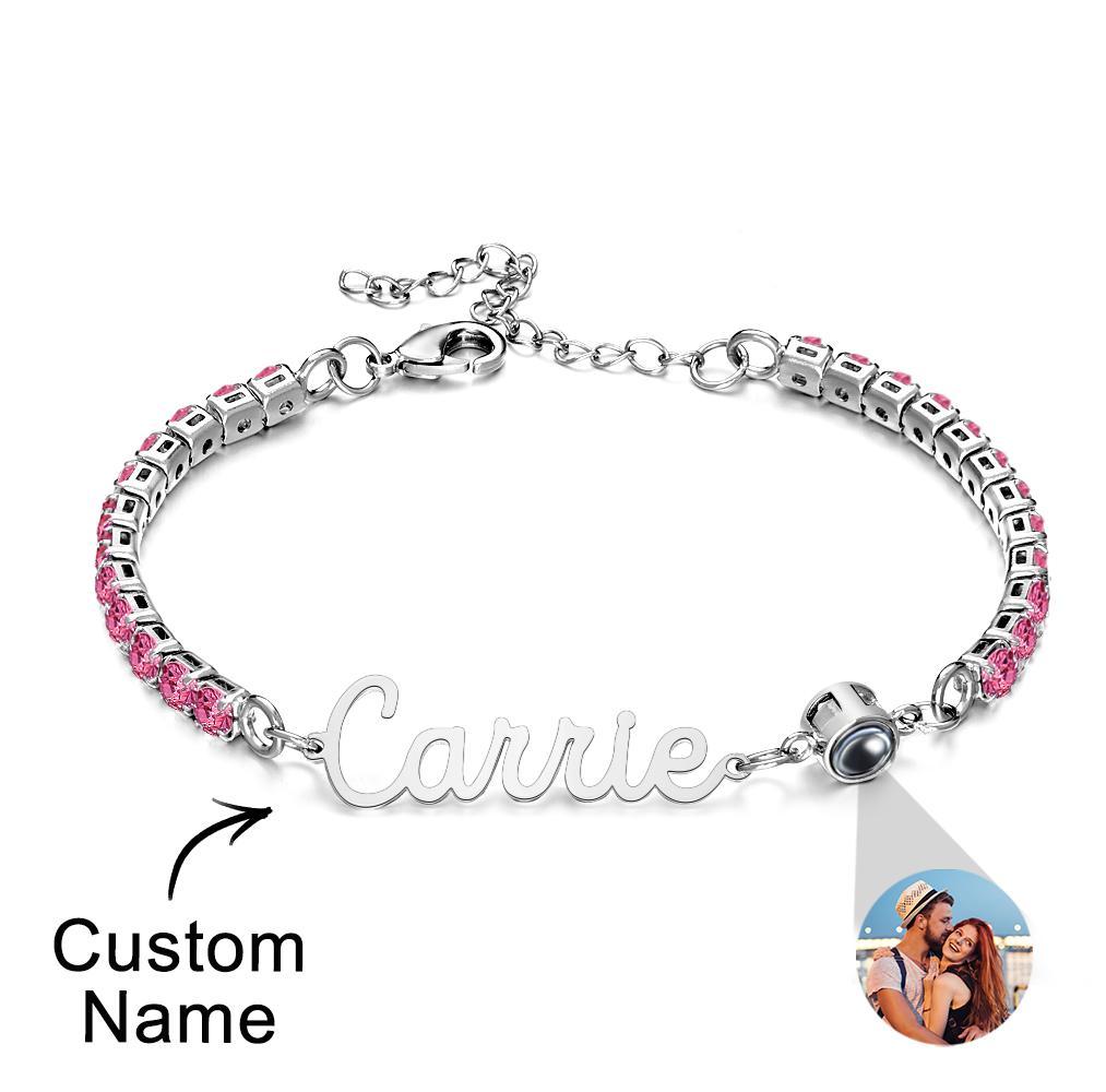 Custom Name Tennis Bracelets Projection Unique Gifts for Girl - NameNecklace