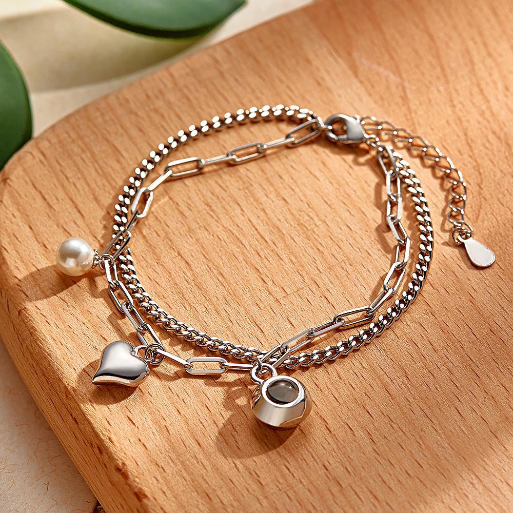 Custom Photo Projection Bracelet Heart Perfect Gift for Her - NameNecklace