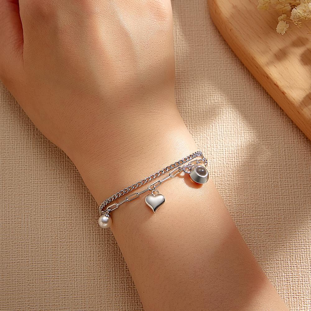 Custom Photo Projection Bracelet Heart Perfect Gift for Her - NameNecklace