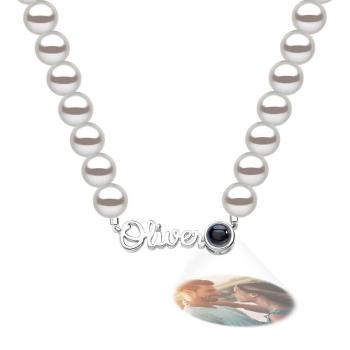 Custom Name Necklace Projection Pearl Chain Valentine's Day Gift - NameNecklace