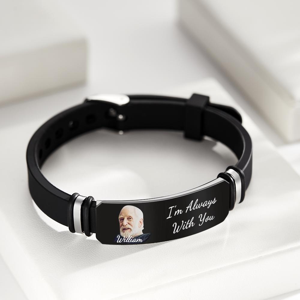 Men's Bracelet Custom Photo Memorial Bracelet Engraved Commemorate Photo Memory Gifts