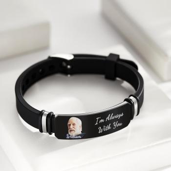 Men's Bracelet Custom Photo Memorial Bracelet Engraved Commemorate Photo Memory Gifts - Myphotowallet
