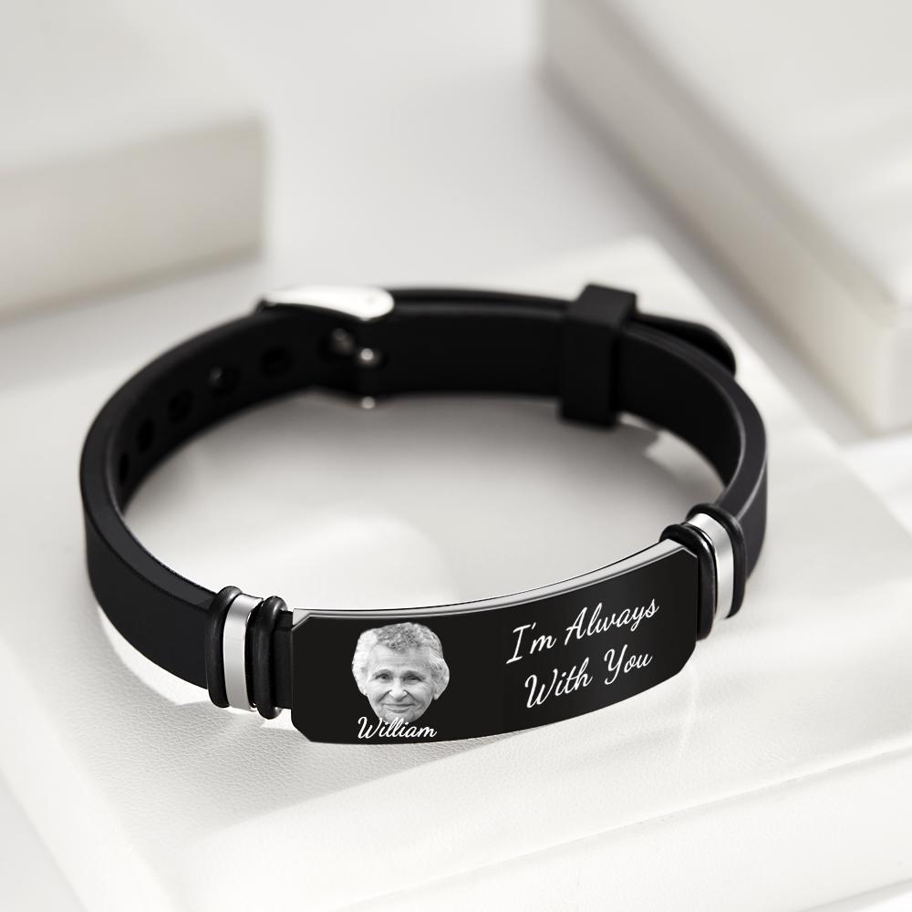 Custom Photo Memorial Bracelet Engraved Men's Bracelet In Memory Of Mother Gifts - Myphotowallet