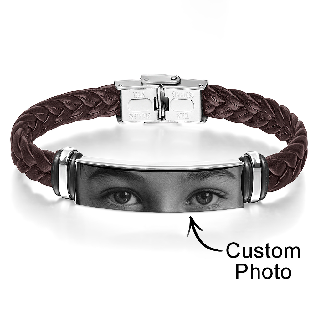 Personalized Lover Eyes Picture Bracelet for Men Custom Engraved People Eyes Couple