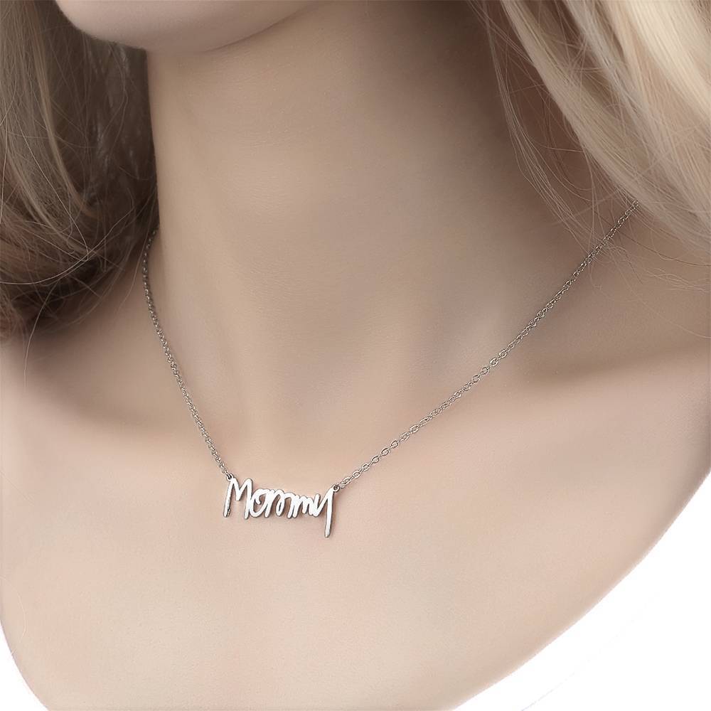 Personalized Handwriting Name Necklace Platinum Plated Silver
