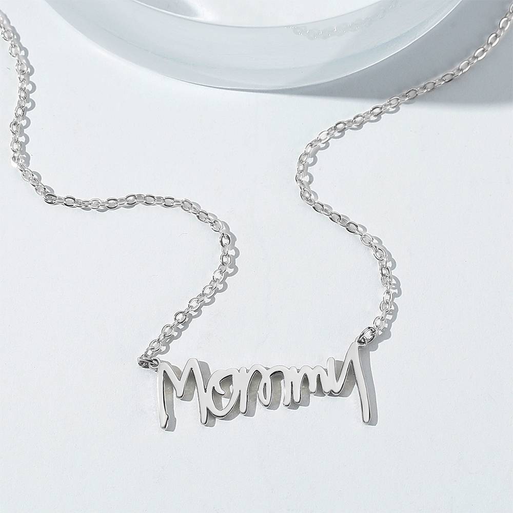 Personalized Handwriting Name Necklace Platinum Plated Silver