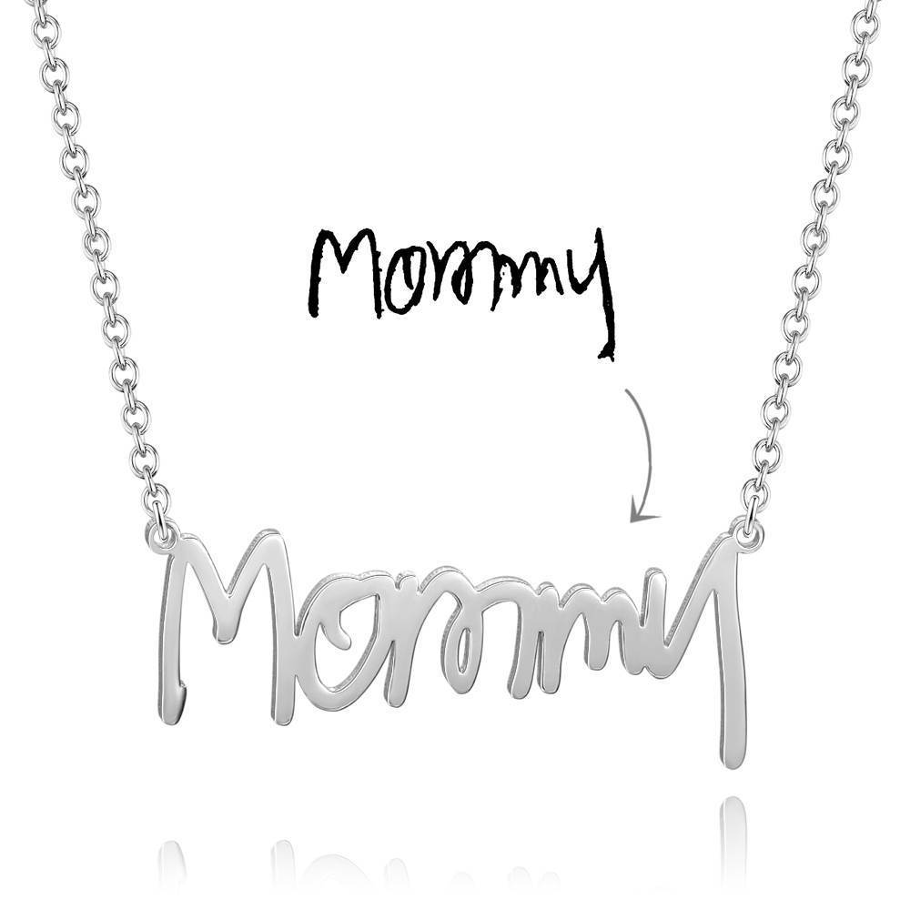Personalized Handwriting Name Necklace Platinum Plated Silver