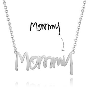Personalized Handwriting Name Necklace Platinum Plated Silver