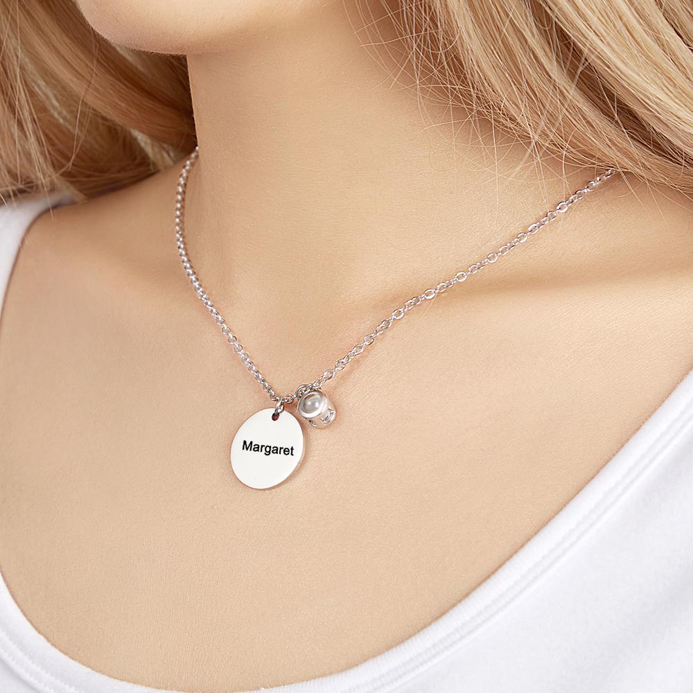 Custom Projection Engraved Necklace Pendant Simple Gifts - NameNecklace