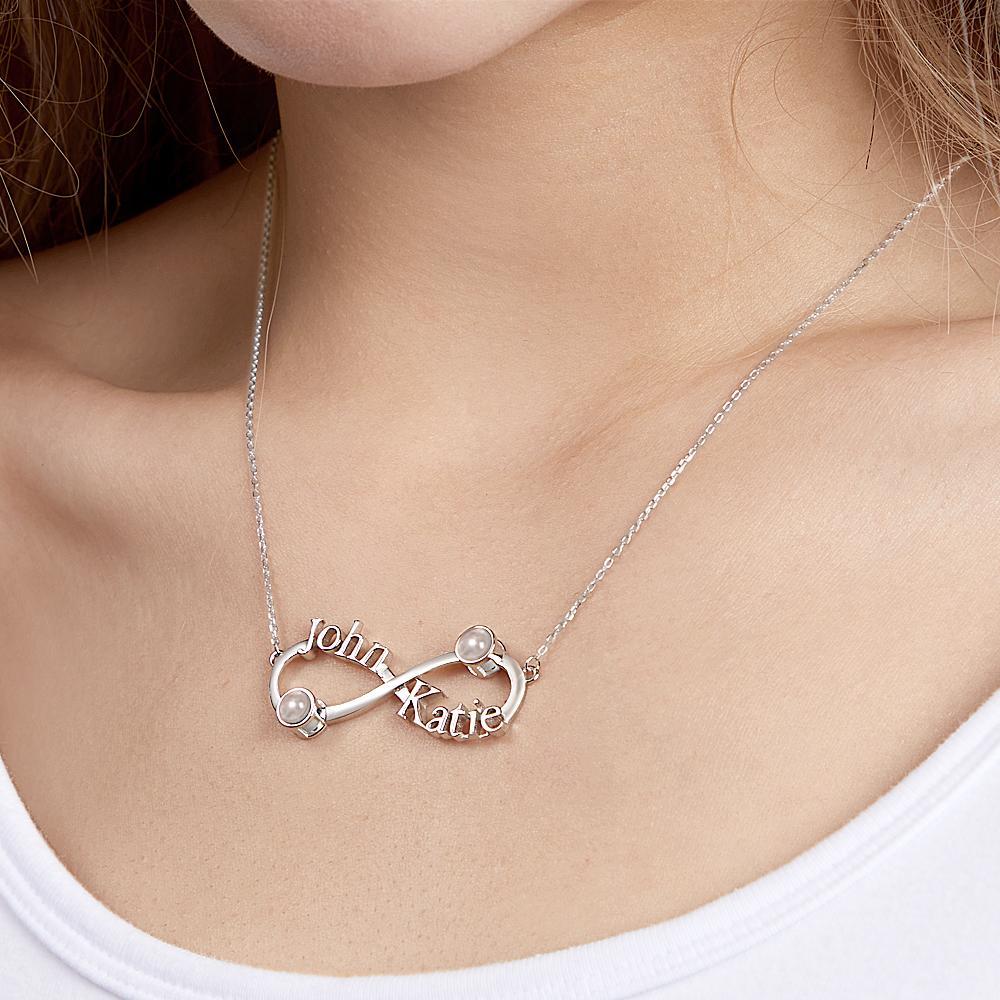 Custom Engraved Projection Necklace Infinity Symbol Commemorate Gifts - NameNecklace