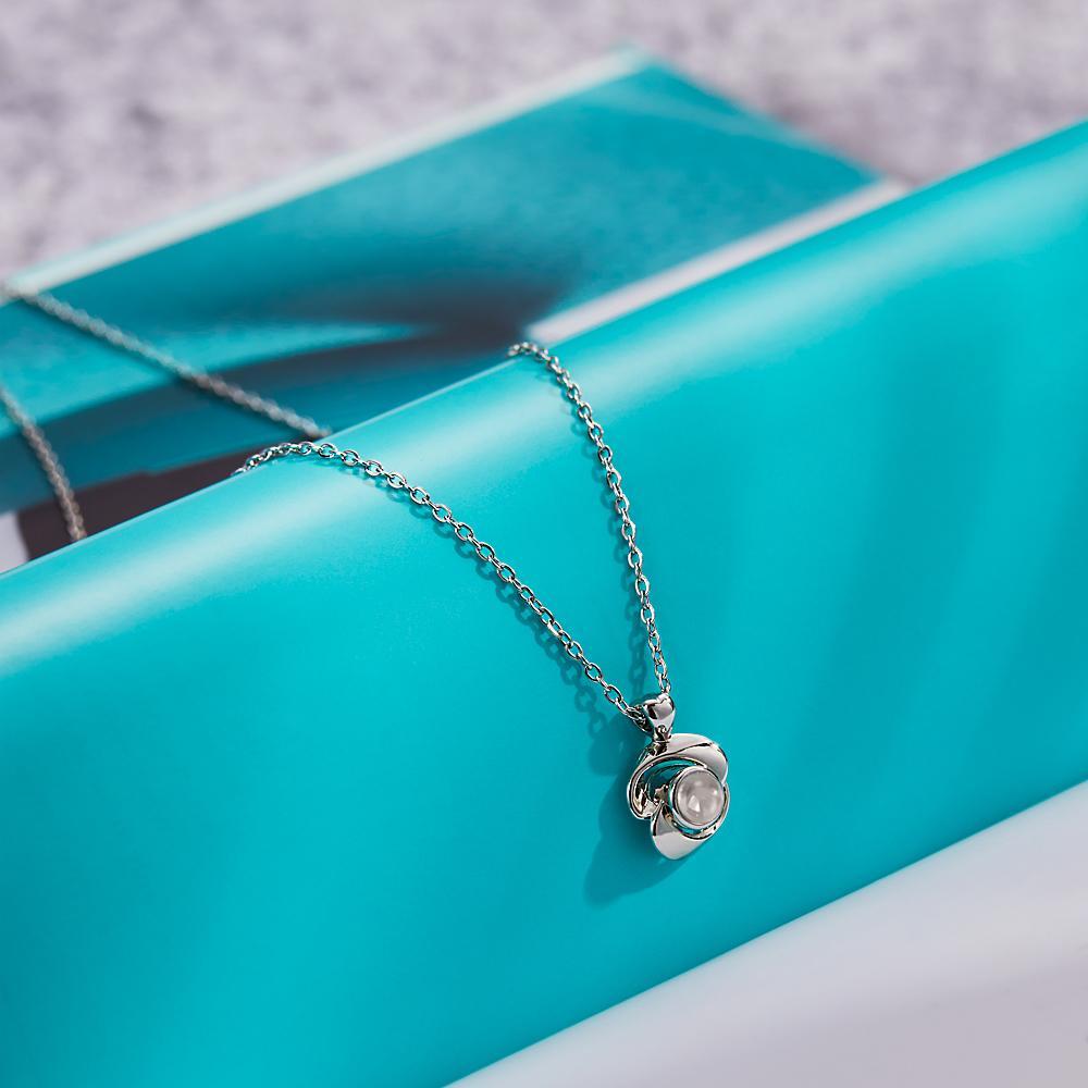 Custom Photo Projection Necklace Rose Photo Pendant Necklace Valentine's Day Gift - NameNecklace