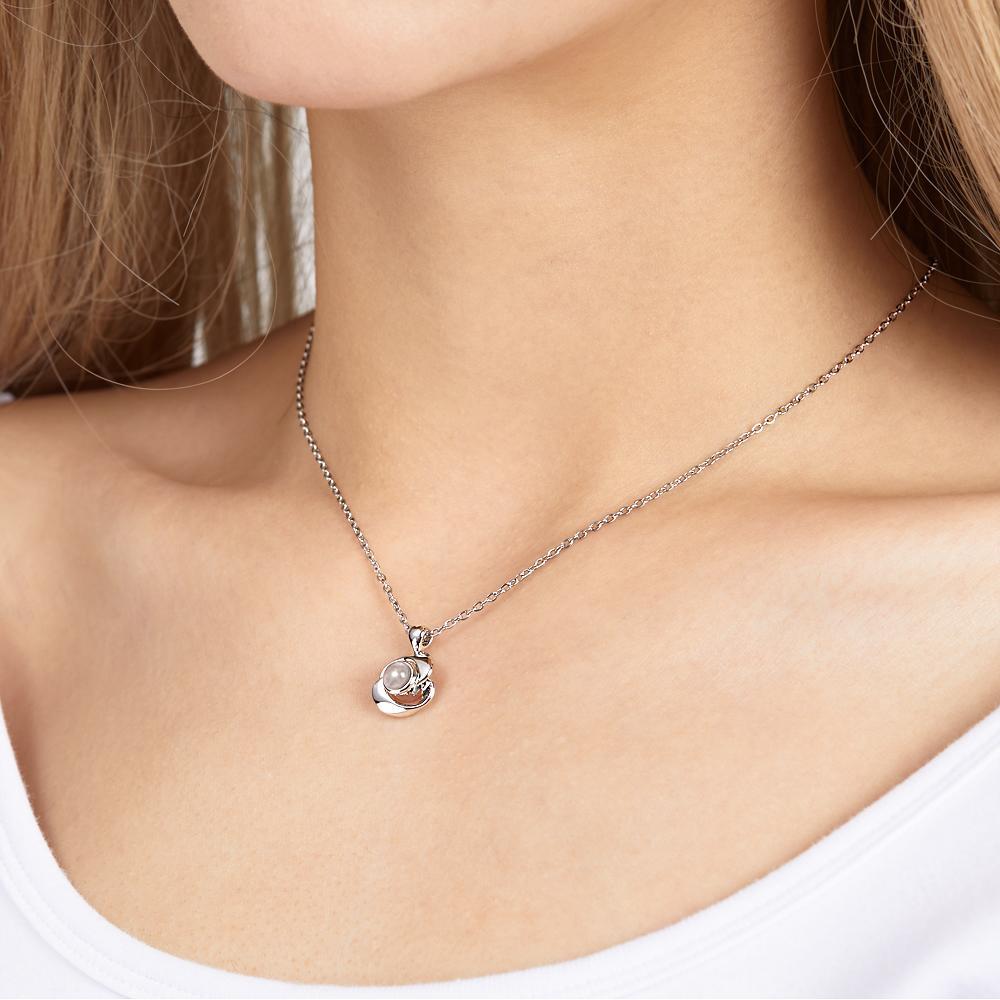Custom Photo Projection Necklace Rose Photo Pendant Necklace Valentine's Day Gift - NameNecklace
