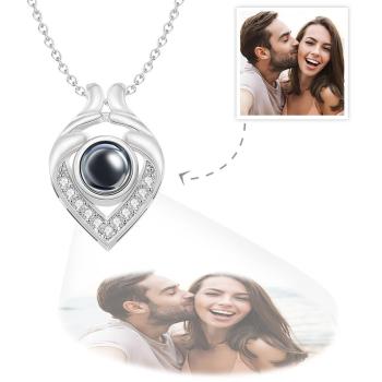 Custom Photo Projection Necklace Personalized Heart Projection Necklace Creative Gift - NameNecklace
