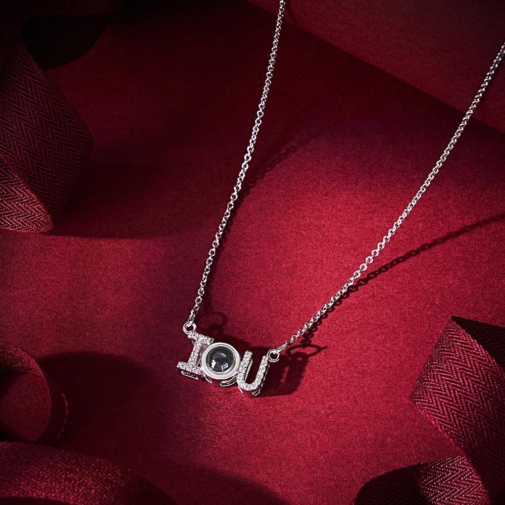 Custom Projection Necklace I Love U Romantic Memorial Couple Gifts - NameNecklace