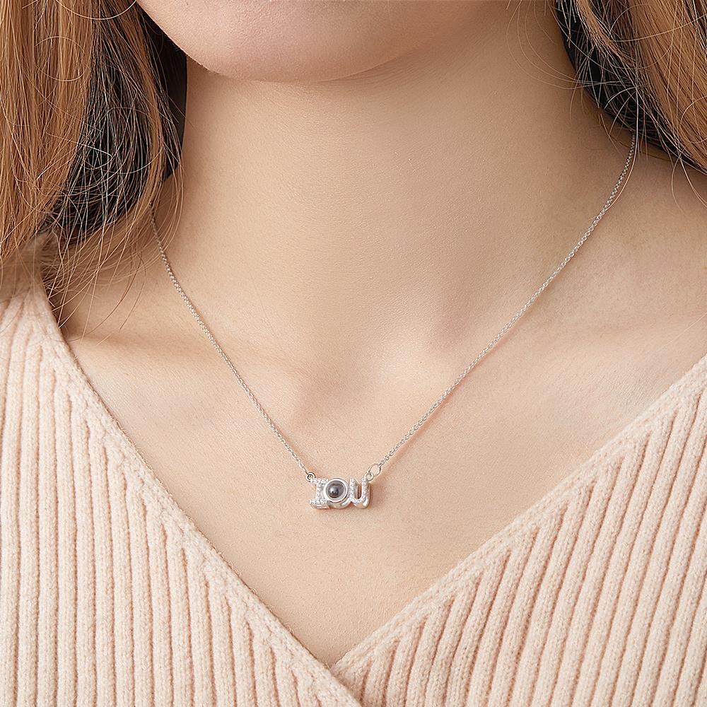 Custom Projection Necklace I Love U Romantic Memorial Couple Gifts - NameNecklace
