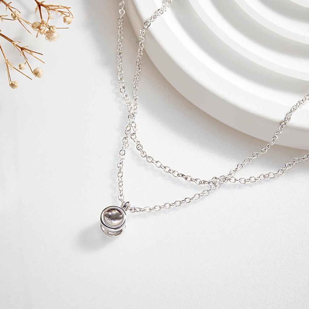 Layered Custom Necklace Personalized Photo Projection Necklace Anniversary Gifts for Her - NameNecklace