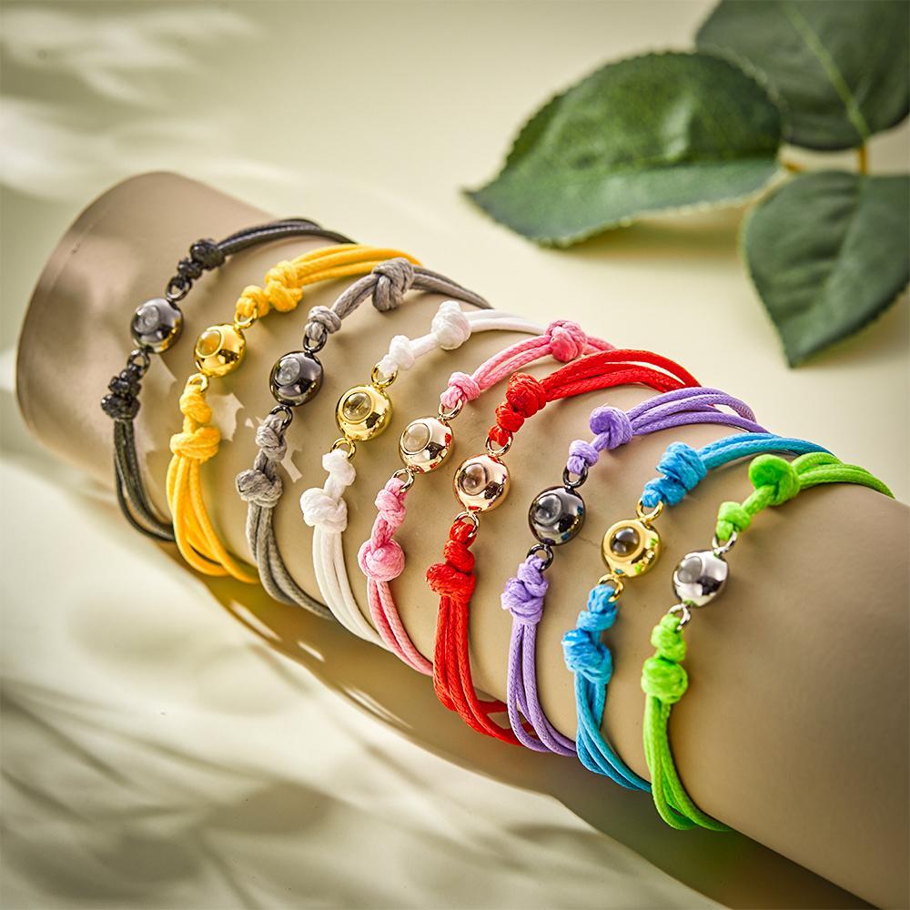 Custom Projection Photo Bracelet Weave Style Colorful Couple Gifts - NameNecklace