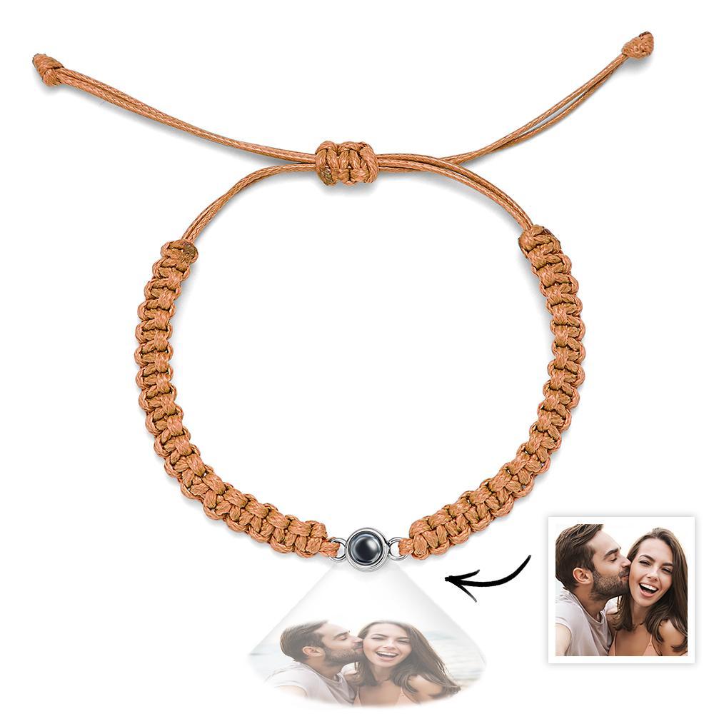 Personalized Braided Photo Projection Bracelet Fishtail Rope Men's Bracelet Hand Braided Bracelet Father's Day Gift for Men - NameNecklace