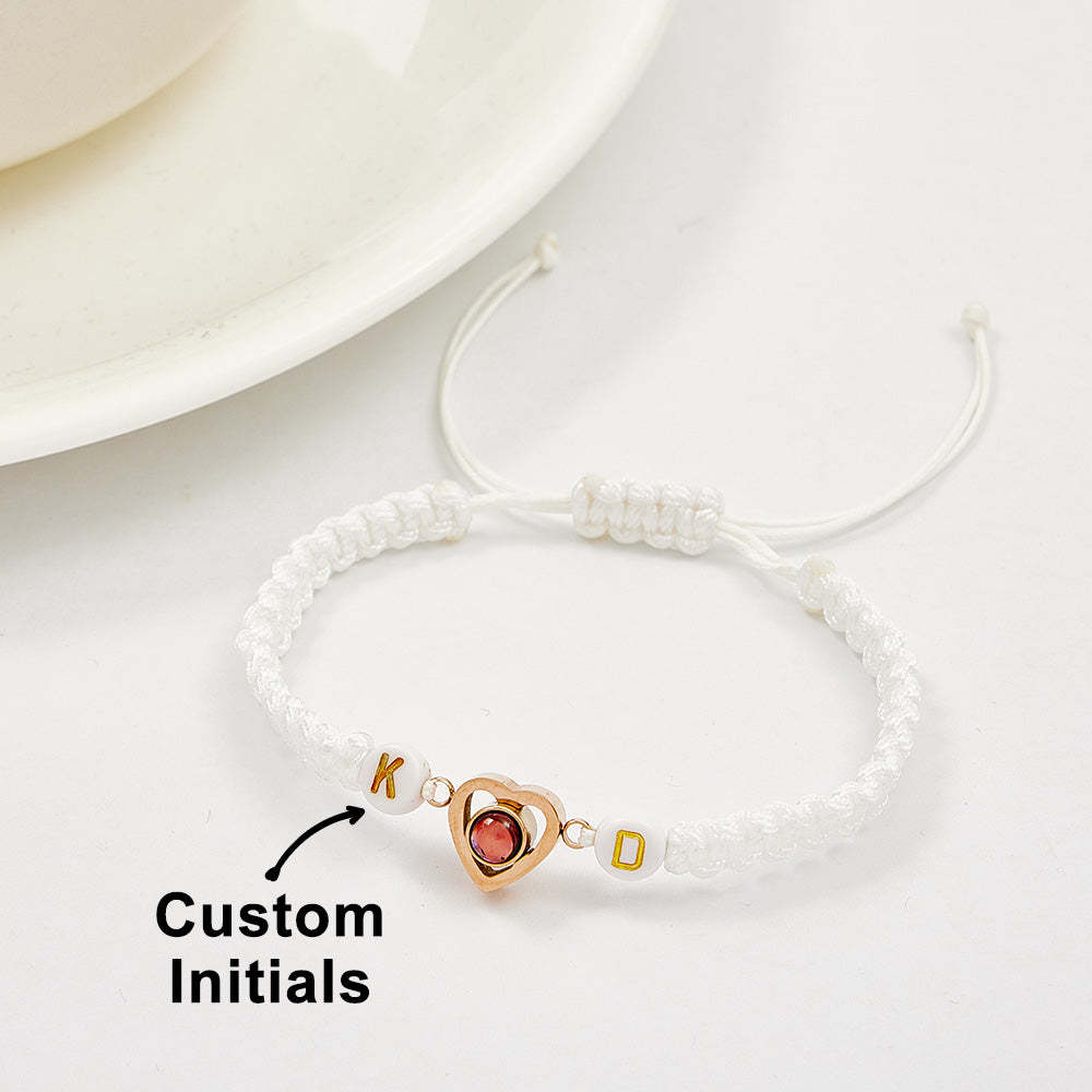 Personalized Braided Photo Projection Bracelet Fishtail Rope Couple's Bracelet Gifts for Lover - NameNecklace